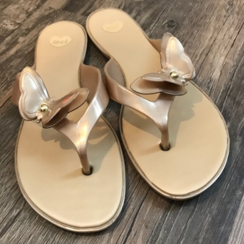 Melissa Metallic Gold Jelly Butterfly Sandals